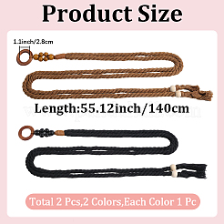 2 pz 2 colori fatti a mano in cotone intrecciato con nodo alla vita cintura a catena per donne vestito da donna&nbsp;AJEW-CP0010-56C