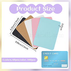 300 carte vierge en papier de bricolage 5 couleurs&nbsp;DIY-OC0015-94B