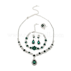 Браслеты из сплава со стразами в форме капли SJEW-M102-02S-01