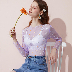 4 ярд нейлоновой сетчатой ткани с рисунком ромашки&nbsp;AJEW-WH0314-459A