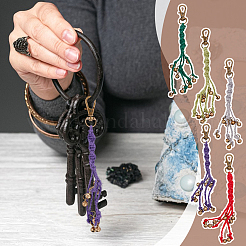5 breloque clochette en laiton bicolore avec pendentif en corde de jute&nbsp;HJEW-OC00356