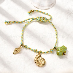 Браслеты с подвесками в форме ракушки из нержавеющей стали 304 BJEW-K237-19G