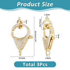 3 шт. латунный микропаве прозрачный кубический цирконий застежка-лобстер ZIRC-HS0001-21
