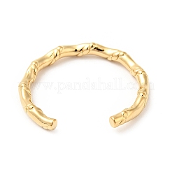 Ионное покрытие (ip) 304 нержавеющая сталь бамбуковая форма открытое кольцо-манжета для мужчин и женщин RJEW-I085-07G