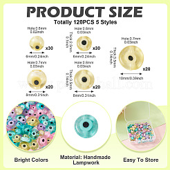 120шт 5 стиля ручной работы сглаз бусины лэмпворк пряди&nbsp;LAMP-TA0001-50