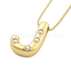 Collares de cadena con colgante de letra de perla de latón y plástico para mujer&nbsp;LS-NJEW-U017-01G-10