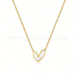Ensembles de colliers et boucles d'oreilles à pendentif en forme de cœur en acier inoxydable et coquillages naturels&nbsp;FS-WG4CC15-02