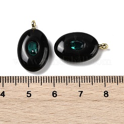 Подвески из натурального обсидиана и кубического циркония&nbsp;G-Z076-01G-05