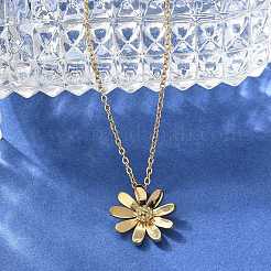 Ожерелья с подвеской в виде цветка из нержавеющей стали 304 для женщин NJEW-A045-16G