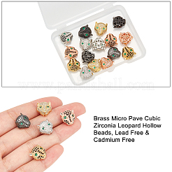 16шт 8 стиля латунные бусины с микропаве из кубического циркония&nbsp;ZIRC-NB0001-60