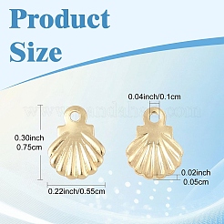 304ステンレススチールチャーム  レーザー切断  ホタテ貝殻  ゴールドカラー  7.5x5.5x0.5mm  穴：1mm  20個/セット&nbsp;STAS-YW0002-57A