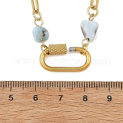 Collane con catena di perline e pepite di larimar naturale&nbsp;NJEW-JN06508-03