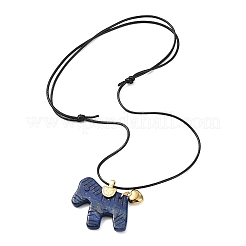 Pendentif cheval en lapis-lazuli naturel&nbsp;NJEW-JN06355-03