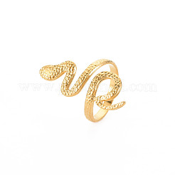 Ionenplattierung (IP) 304 Edelstahl Schlange weit offen Manschette Ring für Frauen&nbsp;X-RJEW-S405-160G