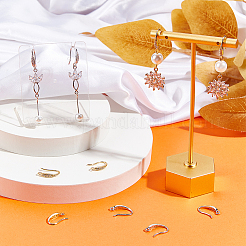 6 пара двухцветных латунных крючков для сережек с микропаве из прозрачного кубического циркония&nbsp;ZIRC-BBC0001-85