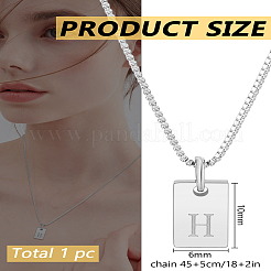 1 collane con ciondolo rettangolare a forma di lettera in acciaio inossidabile&nbsp;NJEW-LP0001-34H-P