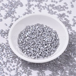 MIYUKIハーフティラビーズ  日本製シードビーズ  2の穴  （htl526)シルバーグレーセイロン  5x2.3x1.9mm  穴：0.8mm  約1250個/50g&nbsp;SEED-X0054-HTL0526