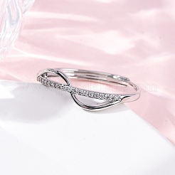 Кольца для женщин с микропаве из латуни и прозрачными кубическими цирконами&nbsp;RJEW-S624-02P