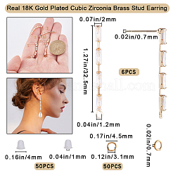 6 шт. латунная фурнитура для сережек-гвоздиков с кисточками из прозрачного кубического циркония&nbsp;DIY-CN0002-77