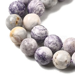 Нити бусин из натуральной фиолетовой яшмы в полоску G-K350-C03-8mm-01