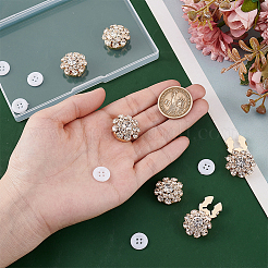 Застежка-кнопка с 1 отверстием из сплава и стразами BUTT-HY0001-18