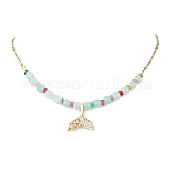 Ожерелья из круглых бусин из натурального смешанного камня и кварцевого кристалла&nbsp;NJEW-JN05302-02