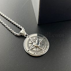 Стильные панк-ожерелья с подвеской в виде сердца и компаса из нержавеющей стали 304 для мужчин RK6360