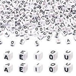 300 шт. акриловые европейские бусины с большими отверстиями в виде букв 5 стилей&nbsp;SACR-TA0001-43