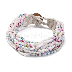 Bracciali multifilo in perline di vetro in stile bohémien per donna&nbsp;BJEW-G720-01C