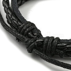 Трехслойные многонитевые браслеты из искусственной кожи и вощеного шнура BJEW-F468-08