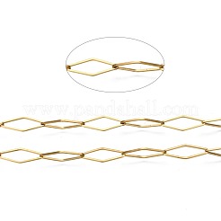 304ステンレススチールリンクチェーン  スプールで  ハンダ付け  菱形  ゴールドカラー  19.5x7.5x1mm  約82フィート（25m）/ロール&nbsp;CHS-T003-24G