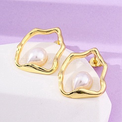 Серьги-гвоздики из латуни Nuggets&nbsp;EJEW-H158-06G