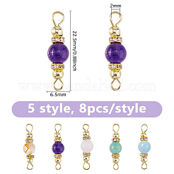 40 stücke 5 arten natürliche grüne aventurin & rose quarz & amethyst & gefärbt weiß jade & citrin runde stecker charms&nbsp;PALLOY-DC00044
