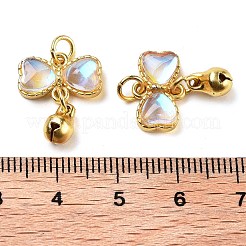 ラックメッキ真鍮ガラスペンダント  丸カン付き  長持ちメッキ  蝶  18.5x14.5x4mm  穴：2.5mm&nbsp;GLAA-S001-01