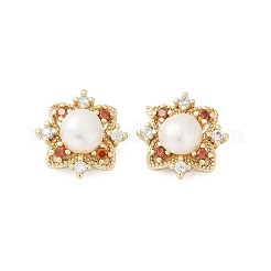 Серьги-гвоздики из латуни с имитацией жемчуга KK-D301-07G