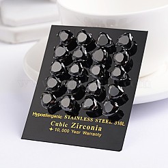 Herz Ohrstecker aus 304 Edelstahl mit Zirkonia&nbsp;EJEW-H306-19-6mm