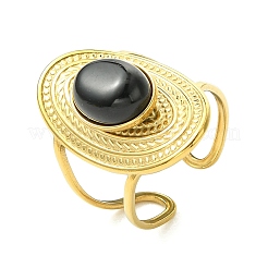Offene Manschettenringe aus natürlichem Karneol/schwarzem Achat/Tigerauge/Lapislazuli/Moosachat&nbsp;RJEW-JR01079-01