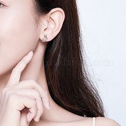 925 серьги-гвоздики в форме кролика из стерлингового серебра с родиевым покрытием EJEW-FF0009-08P