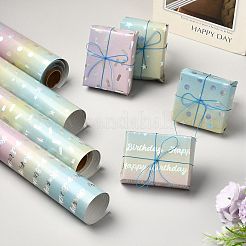 虹色のグラデーションの誕生日プレゼントの包装紙  長方形  水玉  430x0.1mm  3 m /ロール&nbsp;DIY-FZC0002-03A