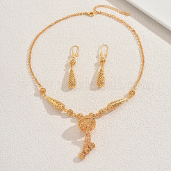 Комплекты из полых круглых каплевидных серег и ожерелий для свадеб и торжеств TU1381