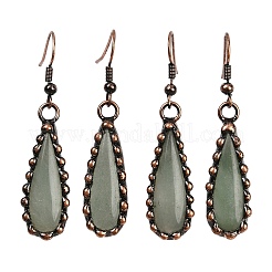 Серьги-капли из латуни с натуральными смешанными камнями G-B149-15R