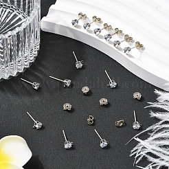 30 шт. фурнитура для сережек-гвоздиков из прозрачного кубического циркония&nbsp;EJEW-BBC0006-06C