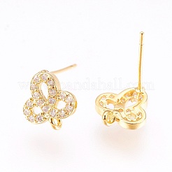 Латунные серьги-гвоздики из циркония&nbsp;LS-KK-F753-03G-RS