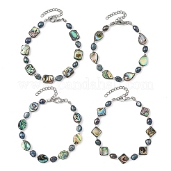Armbänder aus gefärbten Naturperlen und Paua-Muscheln für Damen&nbsp;BJEW-JB14146