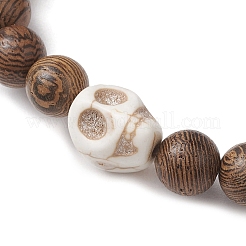 Эластичные браслеты из круглых бусин из дерева венге толщиной 8 мм. BJEW-JB10465-01