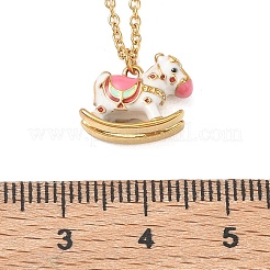 Colliers pendentifs cheval à bascule en acier inoxydable 304 émaillé pour femmes&nbsp;NJEW-T022-01B