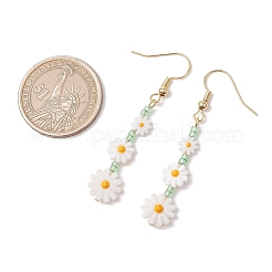 Серьги-подвески из натуральной пресноводной ракушки в виде цветка&nbsp;EJEW-JE06338-01