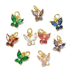 14 breloque en laiton plaqué 7 couleurs avec zircone cubique incrustée&nbsp;KK-YW0004-14