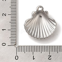 304ステンレスペンダント  シェルシェイプチャーム  ステンレス鋼色  21x20x5.5mm  穴：1.4mm&nbsp;STAS-C110-11P