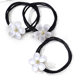 伸縮性のある繊維のヘアタイ3個  アクリルの花と  ブラック  65x29mm&nbsp;PW-WGE819B-01